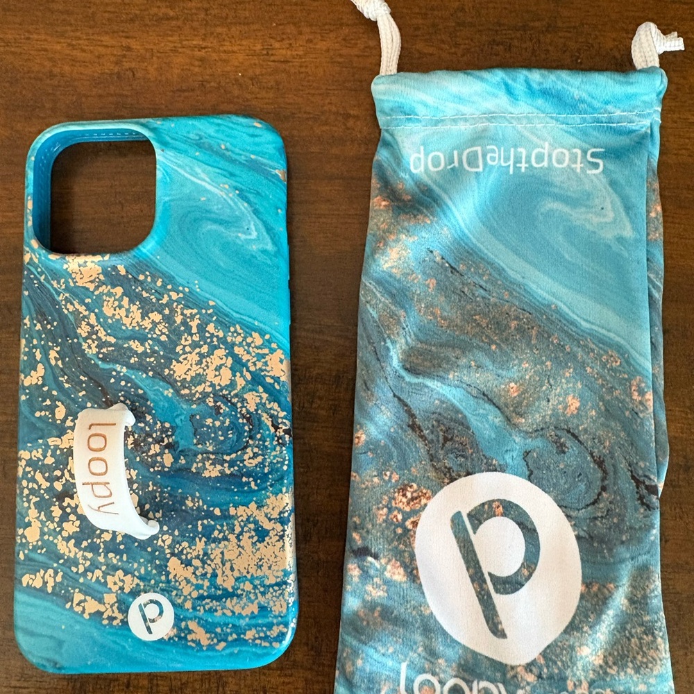 Loopy Case Teal and Gold Swirl Phone Case iPhone 13 Pro Max